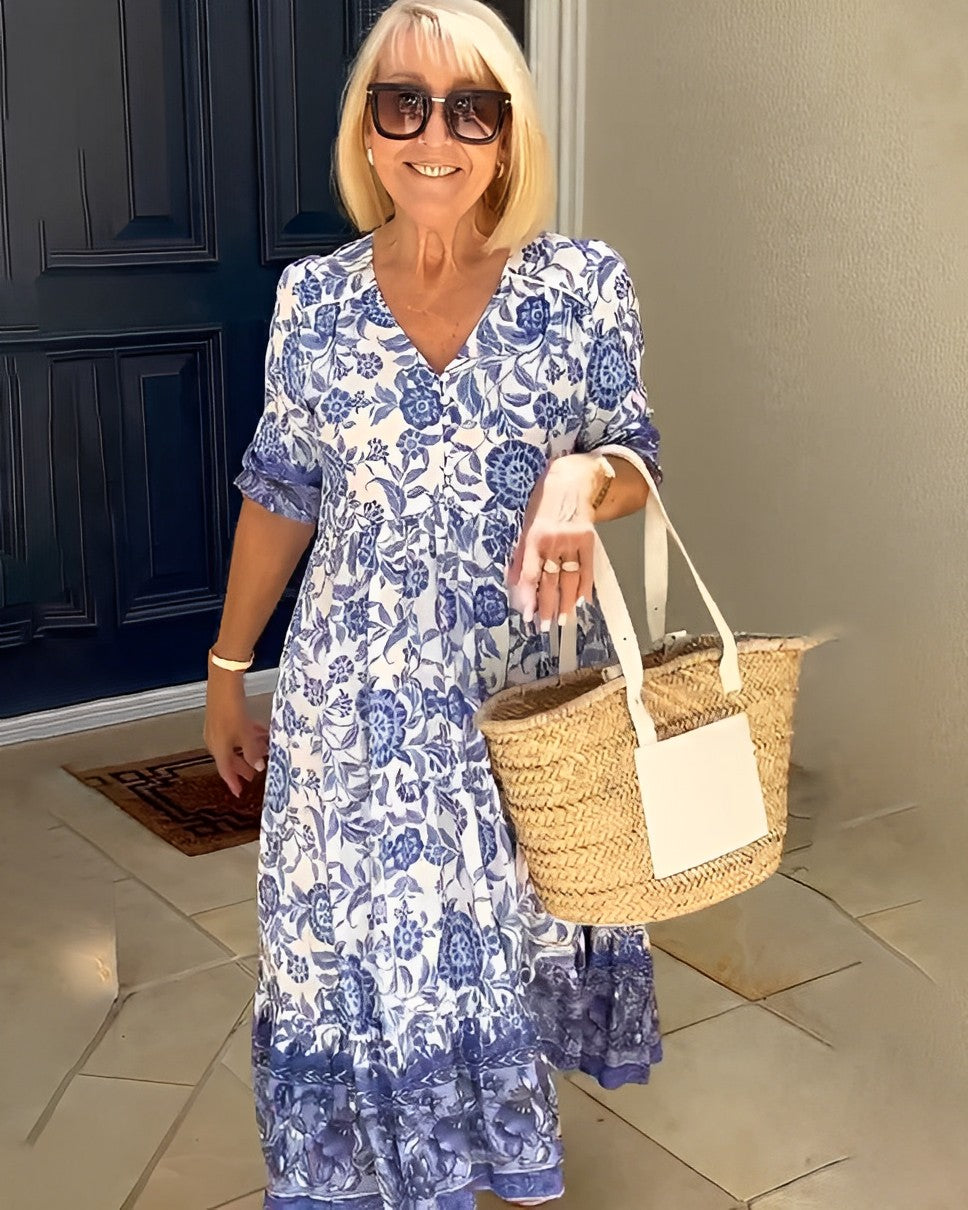 Katherine | Graceful V-Neck Floral Dress
