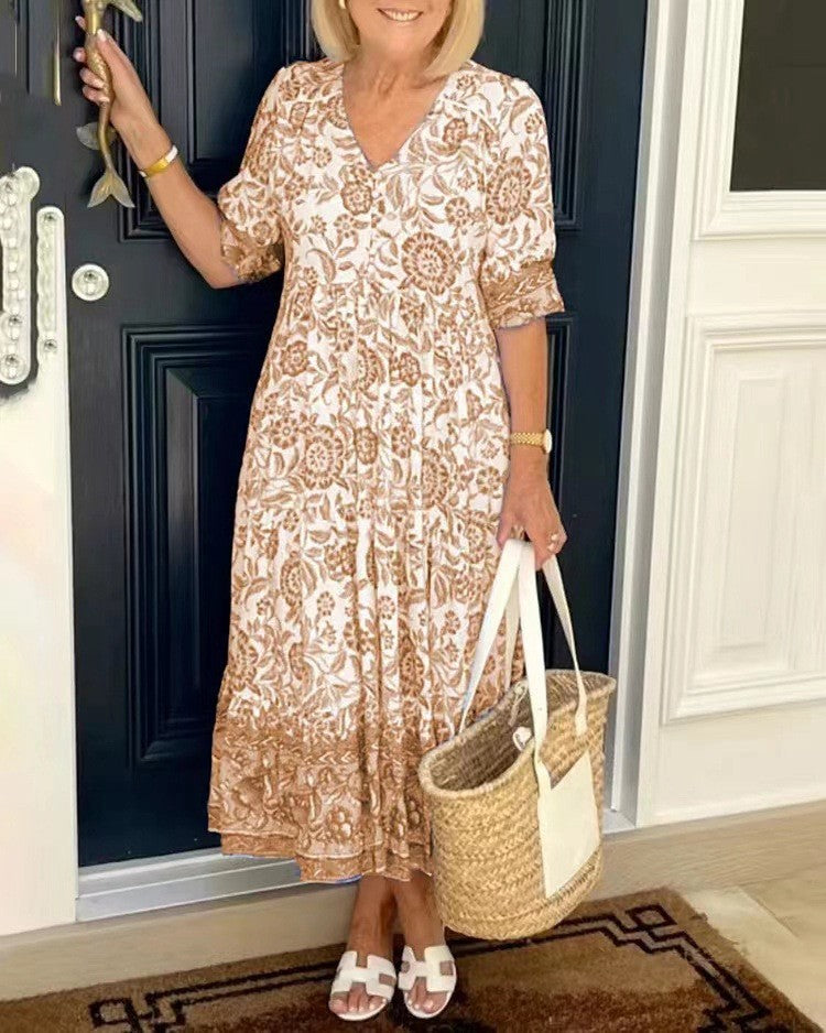 Katherine | Graceful V-Neck Floral Dress