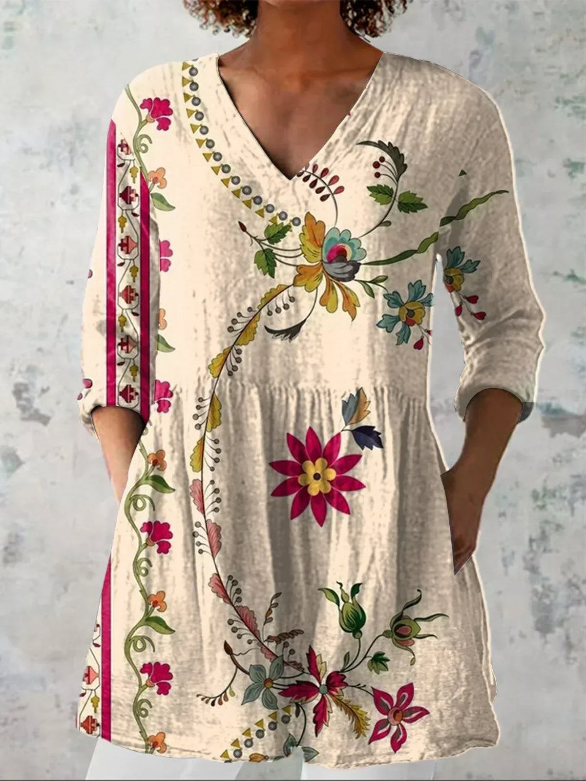Elizabeth | Bohemian Floral V-Neck Shirt