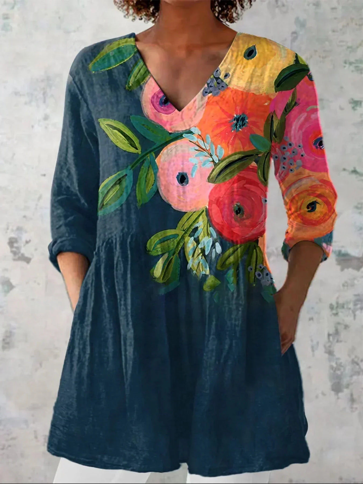 Victoria | Classic Floral V-Neck Shirt
