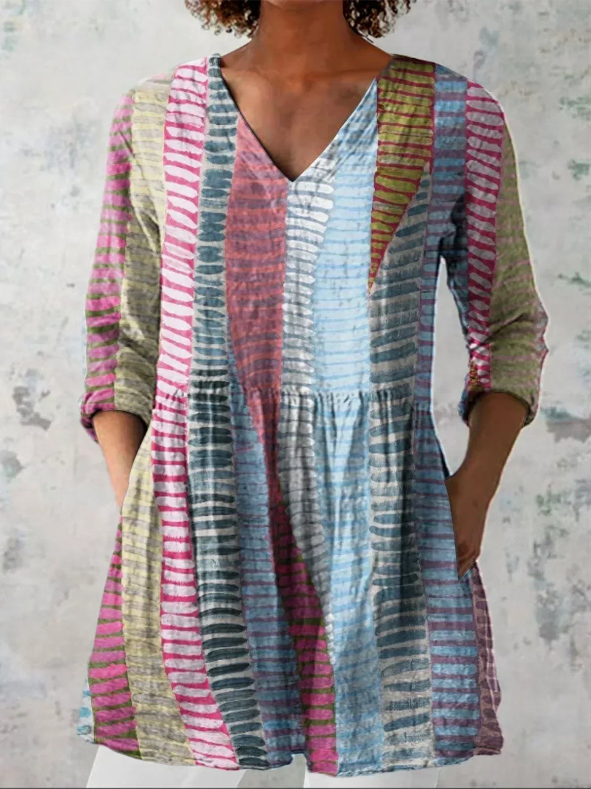 Camilla | Colour Block Line V-Neck Shirt
