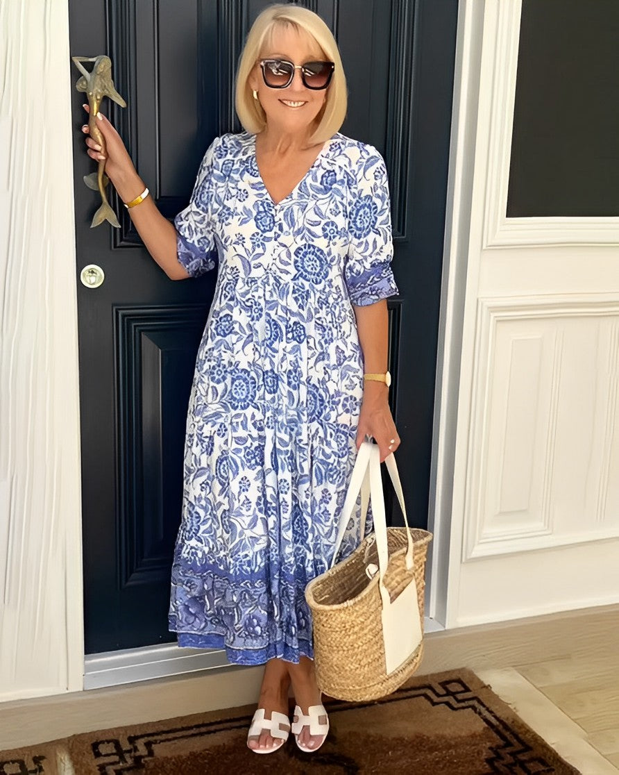 Katherine | Graceful V-Neck Floral Dress