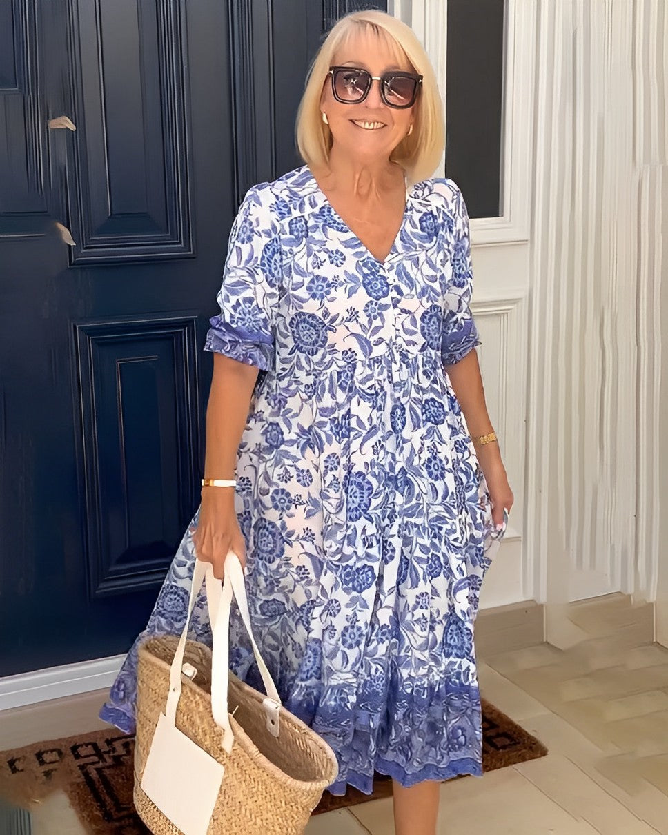 Katherine | Graceful V-Neck Floral Dress