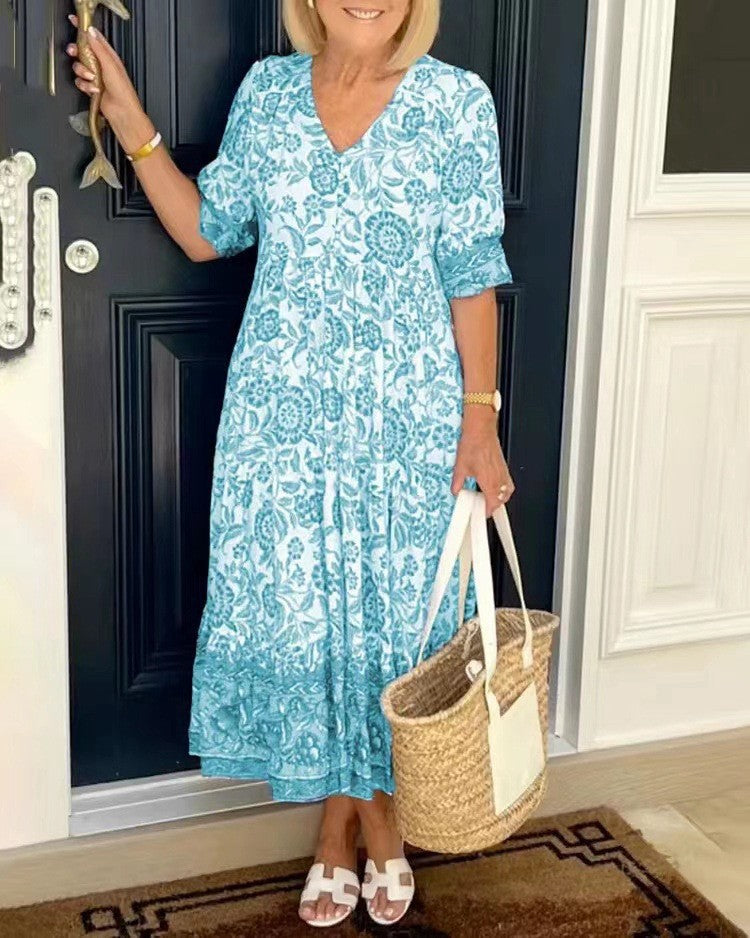 Katherine | Graceful V-Neck Floral Dress