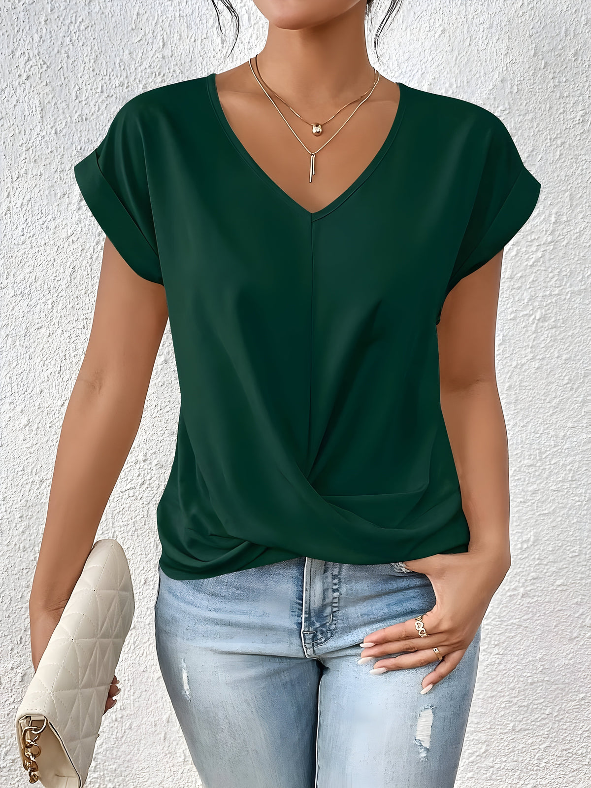 Violet | Classic Twist Detail V-Neck Top