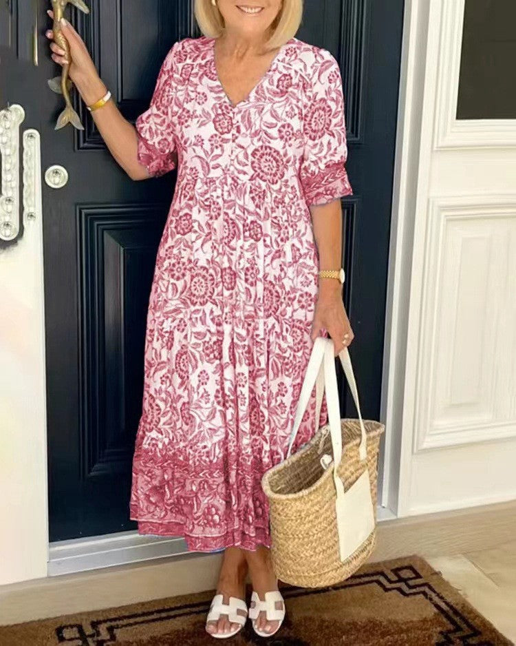 Katherine | Graceful V-Neck Floral Dress