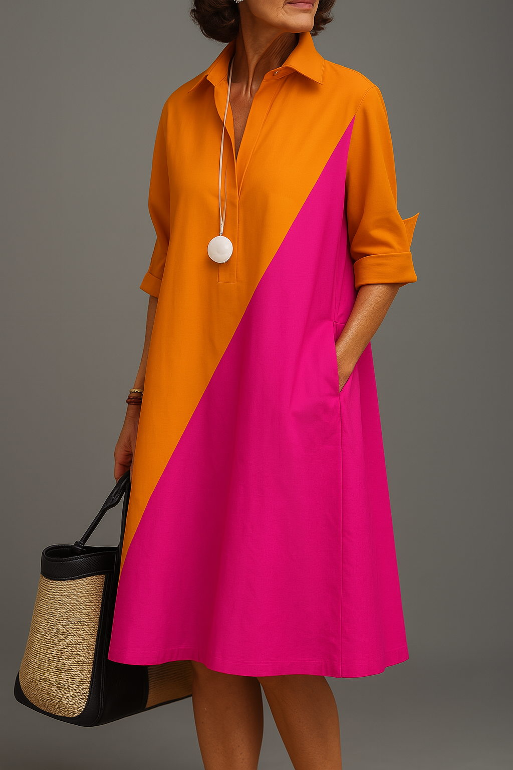 Isabella - Colorblock Midi Dress