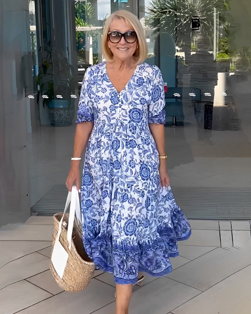Katherine | Graceful V-Neck Floral Dress