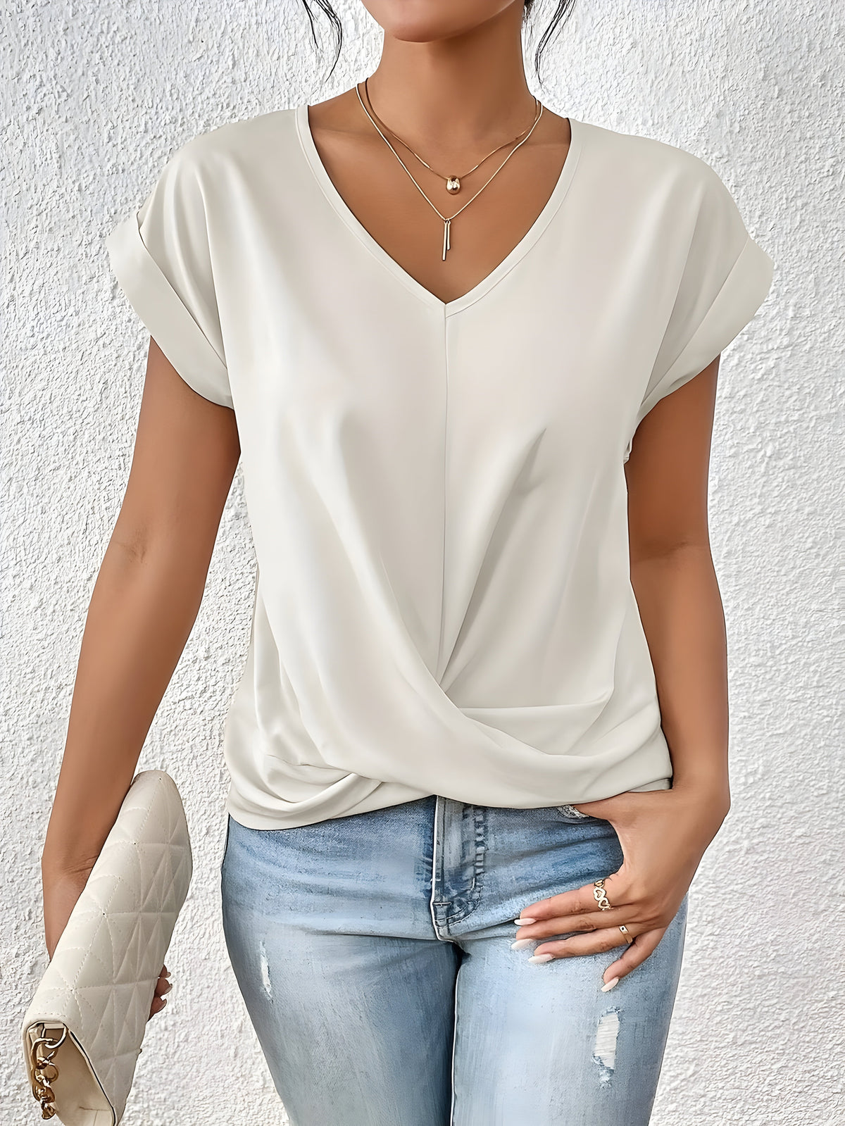 Violet | Classic Twist Detail V-Neck Top