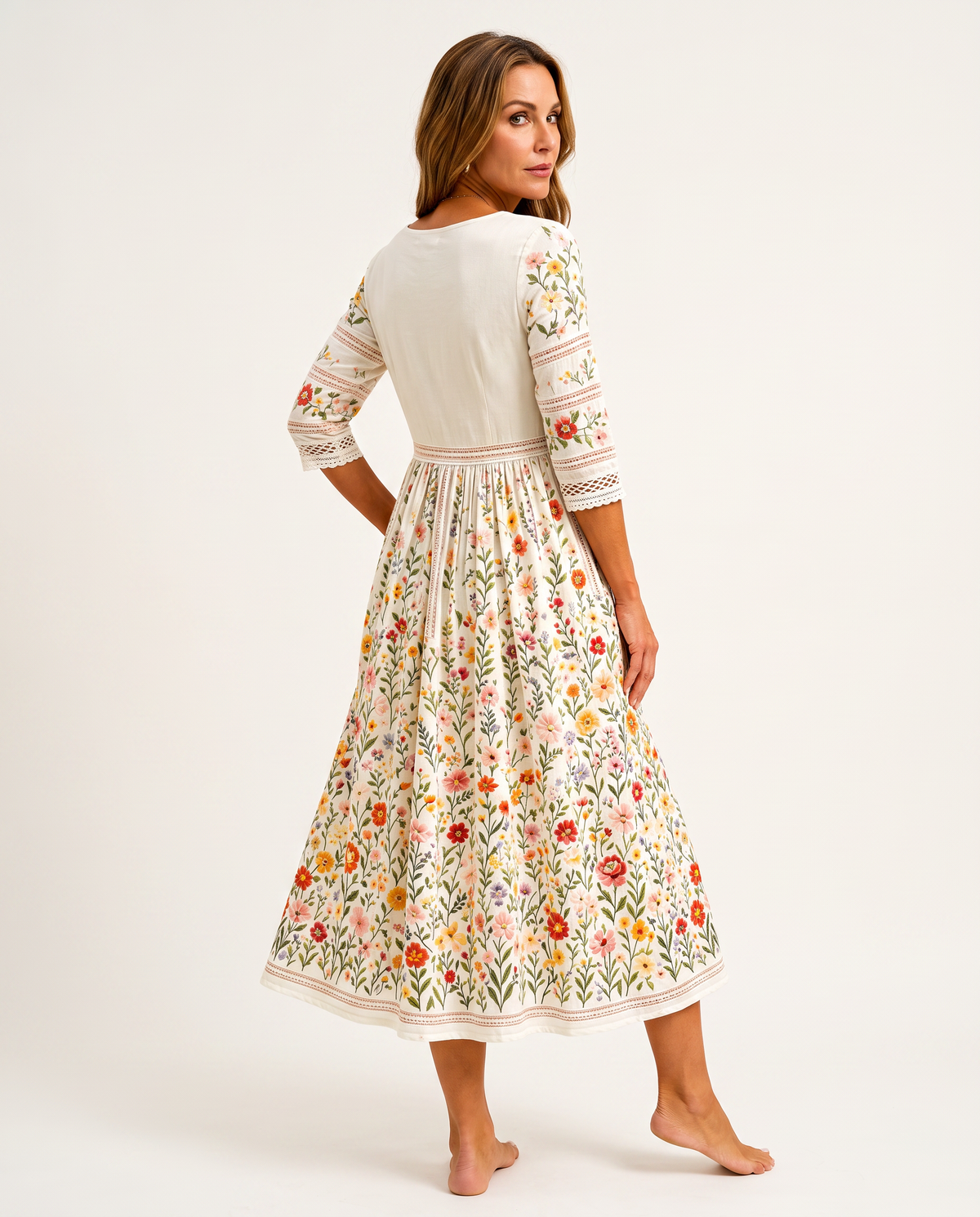 Wildflower Meadow Charm Midi Dress - detail